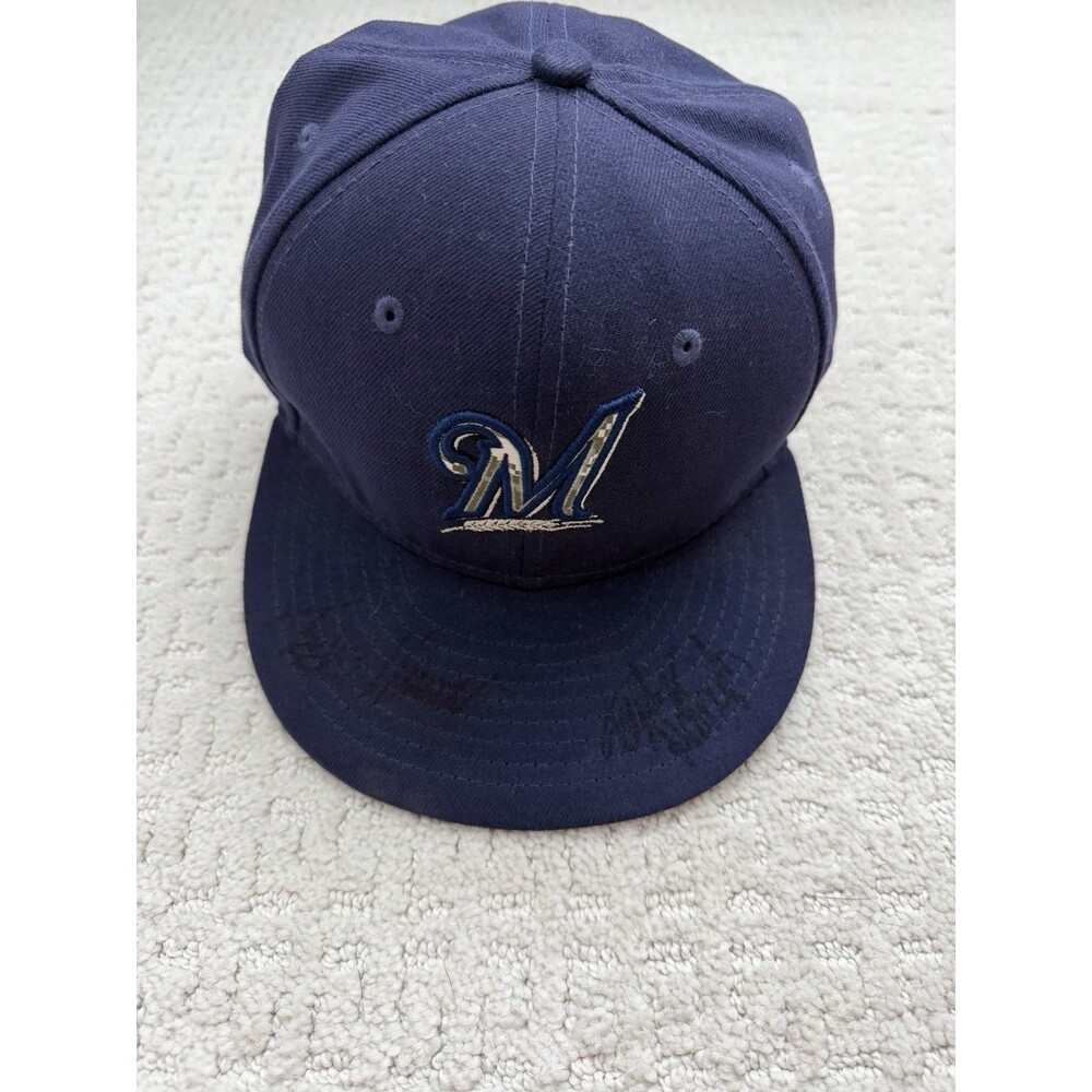 New Era 59FIFTY Milwaukee Brewers MLB On-Field Fitted Cap Hat Navy 7 1/8